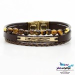 دستبند طلا و چرم - طرح نت سل