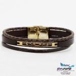 دستبند طلا و چرم - طرح ضربان قلب