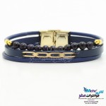دستبند طلا و چرم - طرح هندسی