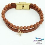 دستبند طلا و سنگ - طرح شبدر چهار برگ