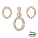 نیم ست طلا - آویز و گوشواره - طرح هندسی