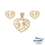نیم ست طلا - آویز و گوشواره - طرح پرنده و شاخه