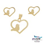 نیم ست طلا - آویز و گوشواره - طرح پرنده و قلب