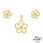 نیم ست طلا - آویز و گوشواره - طرح گل