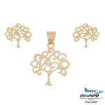نیم ست طلا - آویز و گوشواره - طرح درخت زندگی