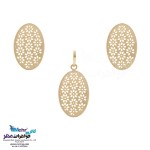 نیم ست طلا - آویز و گوشواره - طرح هندسی