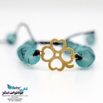 دستبند طلا و سنگ - طرح شبدر چهار برگ
