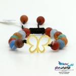 دستبند طلا و سنگ - طرح پروانه