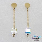 گوشواره طلا - سنگ سواروسکی مکعب