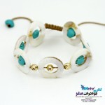 دستبند طلا و سنگ - طرح گوی تراش