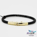 دستبند طلا و چرم - طرح لنگر