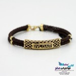 دستبند طلا و چرم - طرح بولگاری