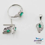 نیم ست طلا - آویز و گوشواره و انگشتر - طرح برگ