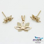 نیم ست طلا - آویز و گوشواره - طرح لوتوس