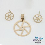 نیم ست طلا - آویز و گوشواره - طرح هندسی