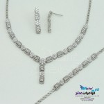 سرویس طلا - گردنبند و گوشواره و دستبند - طرح فلاور و مستطیل