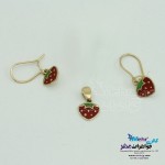 نیم ست طلا - آویز و گوشواره - طرح توت فرنگی