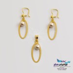 نیم ست طلا - آویز و گوشواره - طرح هندسی