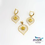 نیم ست طلا - آویز و گوشواره - طرح برگ و صدف