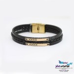 دستبند طلا و چرم - طرح هندسی