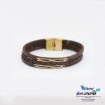 دستبند طلا و چرم - طرح هندسی