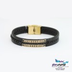 دستبند طلا و چرم - طرح هندسی