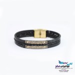 دستبند طلا و چرم - طرح رومی