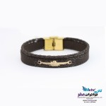 دستبند طلا و چرم - طرح فروهر