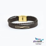 دستبند طلا و چرم - طرح بینهایت