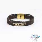 دستبند طلا و چرم - طرح هندسی