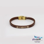 دستبند طلا و چرم - طرح فروهر