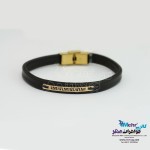 دستبند طلا و چرم - طرح هندسی