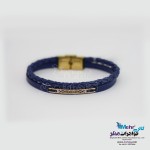 دستبند طلا و چرم - طرح هندسی