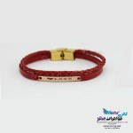 دستبند طلا و چرم - طرح LOVE