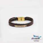 دستبند طلا و چرم - طرح هندسی