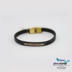 دستبند طلا و چرم - طرح هندسی