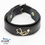 دستبند طلا و چرم - طرح گوشی پزشکی