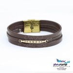 دستبند طلا و چرم - طرح هندسی