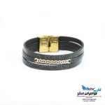 دستبند طلا و چرم - طرح اشکی