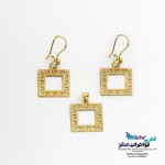 نیم ست طلا - آویز و گوشواره - طرح هندسی
