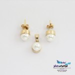 نیم ست طلا - آویز و گوشواره - طرح مروارید نشان