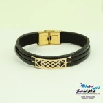 دستبند طلا و چرم - طرح هندسی