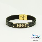 دستبند طلا و چرم - طرح هندسی