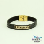 دستبند طلا و چرم - طرح هندسی