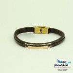 دستبند طلا و چرم - طرح هندسی