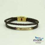دستبند طلا و چرم - طرح LOVE