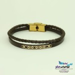 دستبند طلا و چرم - طرح هندسی