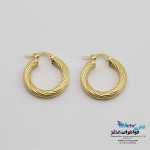 گوشواره حلقه ای طلا - طرح هندسی