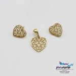 نیم ست طلا - آویز و گوشواره - طرح قلب اوریگامی