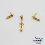نیم ست طلا آویز و گوشواره - طرح برگ